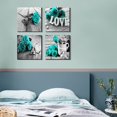 thumbnail image 5 of Teal Rose Wall Art Turquoise Pictures Wall Decor Rustic Flower Canvas Prints for Bathroom Kitchen Black and White Living Room Home Decorations Floral Love Sign Painting Modern Artwork 12x12 4 Set, 5 of 6