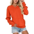 thumbnail image 3 of Vmvidoty Fall Sweatshirts for Women Lightweight Pullover V Neck Long Sleeve Shirts with Pockets Hoodless Hoodies Fleece Pullover Casual Loose Fit Tops Orange 2XL, 3 of 6