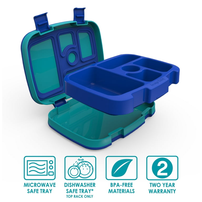 Bentgo Kids Prints Shark Reusable Lunch Box - BPA-Free, Leak-Proof with Portioned Compartments, Blue