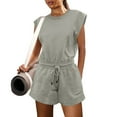 thumbnail image 2 of SRZYMJ Women's Plus Size Summer Casual Shorts Romper Open Back Sleeveless Workout Jumpsuit With Convenient Pockets, 2 of 9