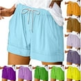 thumbnail image 5 of Nnhblu Women Casual Shorts Drawstring Comfy Elastic Waist Workout Shorts Summer Short with Pockets Purple,S-XXL, 5 of 6