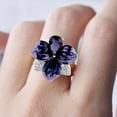 thumbnail image 3 of Soumake Women Ring 3D Flower Shape Rhinestone Decor Enamel Polished Copper Anniversary Gift Wedding Party Banquet Cocktail Jewelry, 3 of 8