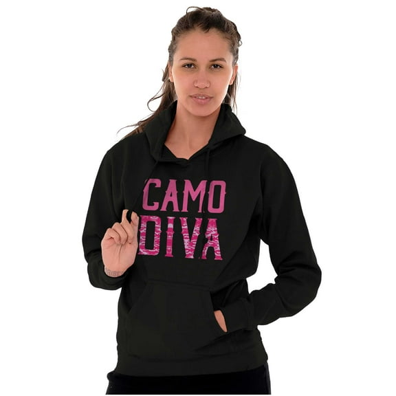 Camo Diva Cute Girly Hunting Season Women Plus Size Graphic Pullover Hoodie Brisco Brands 2X