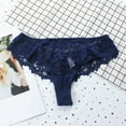 thumbnail image 2 of ZQUUVOU Invisibles Lace Thongs for Women Hollow Crotch Briefs Underwear Cotton Lined No Show Comfort Cheeky Panties Blue, 2 of 4