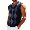 thumbnail image 2 of Baeitkot Men's V-Neck Sleeveless Top Men's Colorblock V-Neck Sleeveless Knit Sweater Casual Layering Top Blue Free Size, 2 of 6
