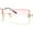 Gold - Pink Yellow, variant on Luxury Rimless Showy Hustler Rectangle Metal Rim Sunglasses Gold - Blue Pink