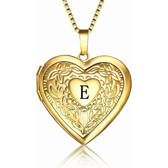 Love Quality Heart Locket Necklace That Holds Pictures, Initial Alphabet A-Z Photo Lockets[j033]