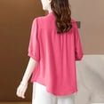 thumbnail image 5 of CheerKidz Women's Retro Embroidered Round Neck Short Sleeve Blouse Five Quarter Sleeve Vintage Fashion(Hot Pink,L), 5 of 5