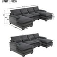 thumbnail image 2 of 110" U Shaped Sectional Sofa Cloud Couch, 6 Seat Modular Sofa Couches with Waist Pillows + Double Layer Cushions, Velvet Upholstered Sleeper Sofa w 2 Chaise Lounge for Home Sofa Living Room, Apartment, 2 of 7
