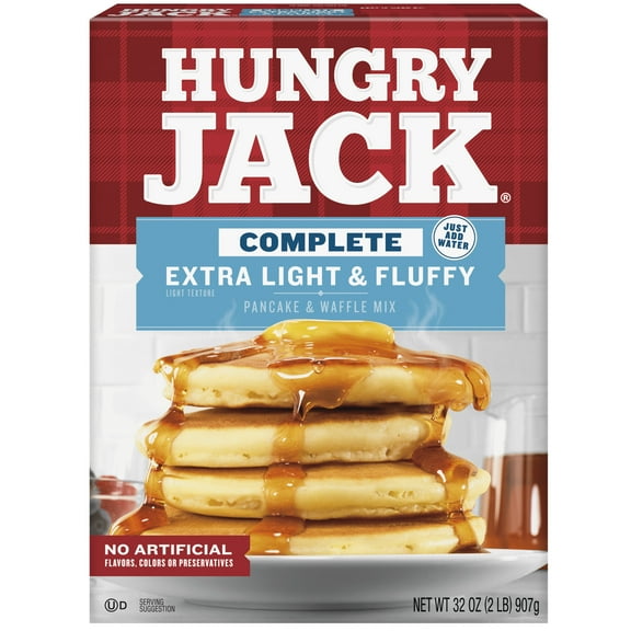 Hungry Jack Complete Extra Light and Fluffy Pancake Mix and Waffle Mix, 32 oz Box