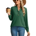 thumbnail image 2 of JYLFC Women Long Sleeve Tops with Button 2025 Fall Dressy Casual Henley Shirts Trendy Blouses Green XL, 2 of 6