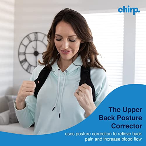 Chirp Upper Back Posture Corrector, Easy-to-Use Posture Corrector for Men and Women, Back and Shoulder Brace with Adjustable Straps, Support Brace for Spinal Alignment, Holds Up to