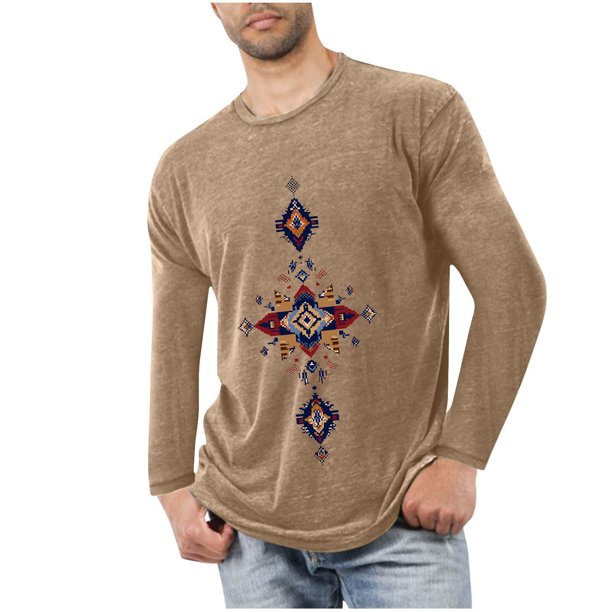 Blusas y camisas de manga larga con cuello redondo para hombre, deportivas, fitness, hogar, pijamas navideños estampados, camiseta de manga larga con cuello redondo, blusa de poliéster para hombre