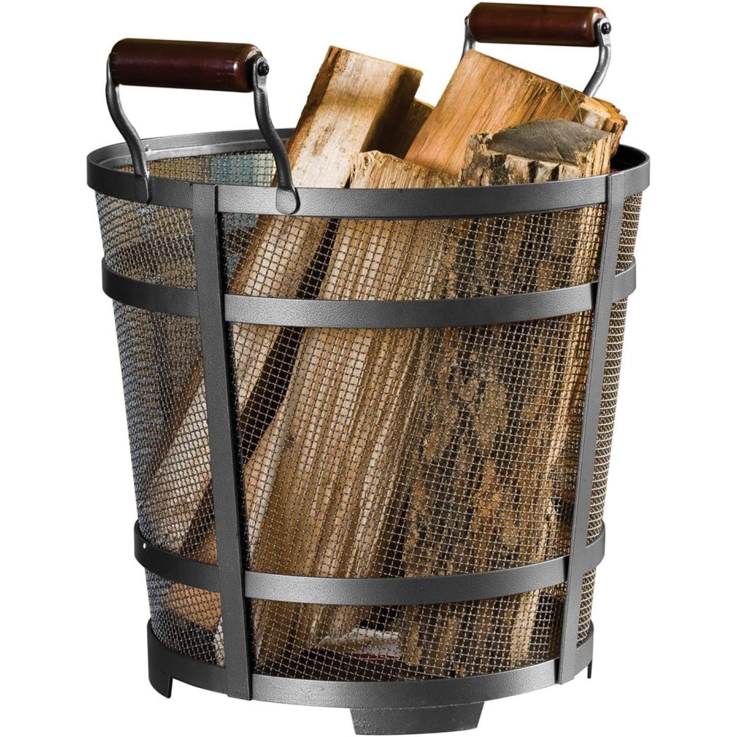 Cesto Porta Legna Panacea In Ferro Antico | Forma Rotonda | Diametro 40,6 Cm | Altezza 45,7 Cm
