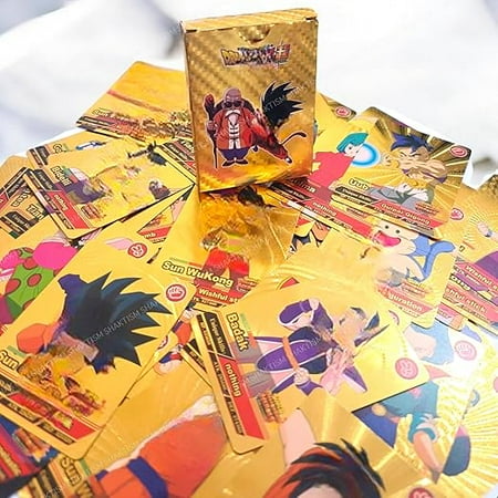 Dragon Ball Anime Cards Unique Card Desk Pack Official Anime CCG Collectable Playing Foil Cards Anime Merchandise Gift Pack of 55 (Dragon Ball Golden)
