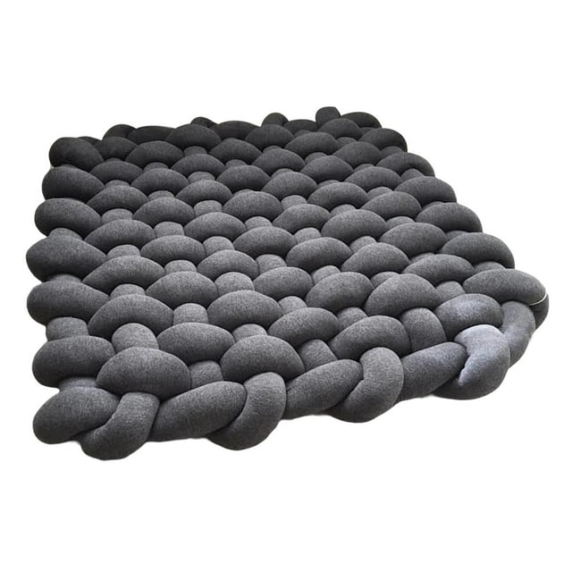 Manta de hilo de punto hecha a mano, manta de punto de cable, tapete grueso, suave y cálida decorativa gris oscuro