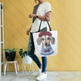 thumbnail image 4 of FORMRS Womens Canvas Tote Bag with Zipper Inner Pocket Shoulder Handbag, Gray Cute Dog Artist, 4 of 7