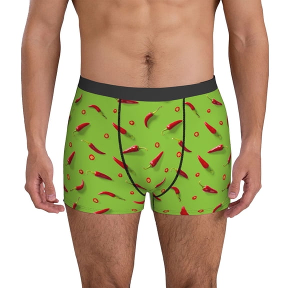Mens Underwear Boxer Briefs - Pepper green Comfort Breathable men's boxer briefs with Flex Waistband