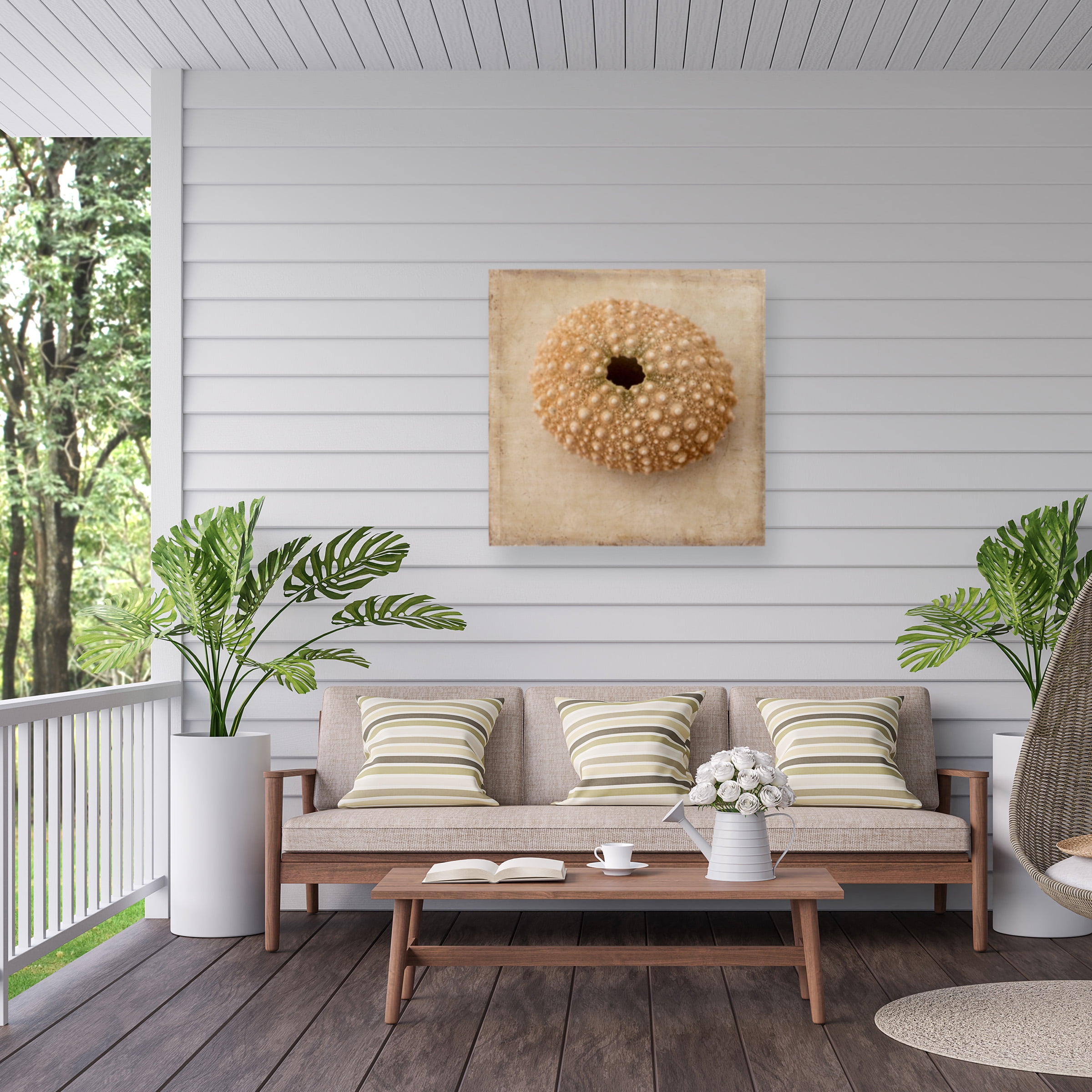 Judy Stalus 'Sepia Shell III' Outdoor Canvas 35x35