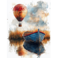 thumbnail image 1 of Qisvanset 12x16 Inch Sailboat Hot Air Balloon Canvas Wall Art, Watercolor Cartoon Art Decor for Kids Bedroom Nursery, 1 of 8