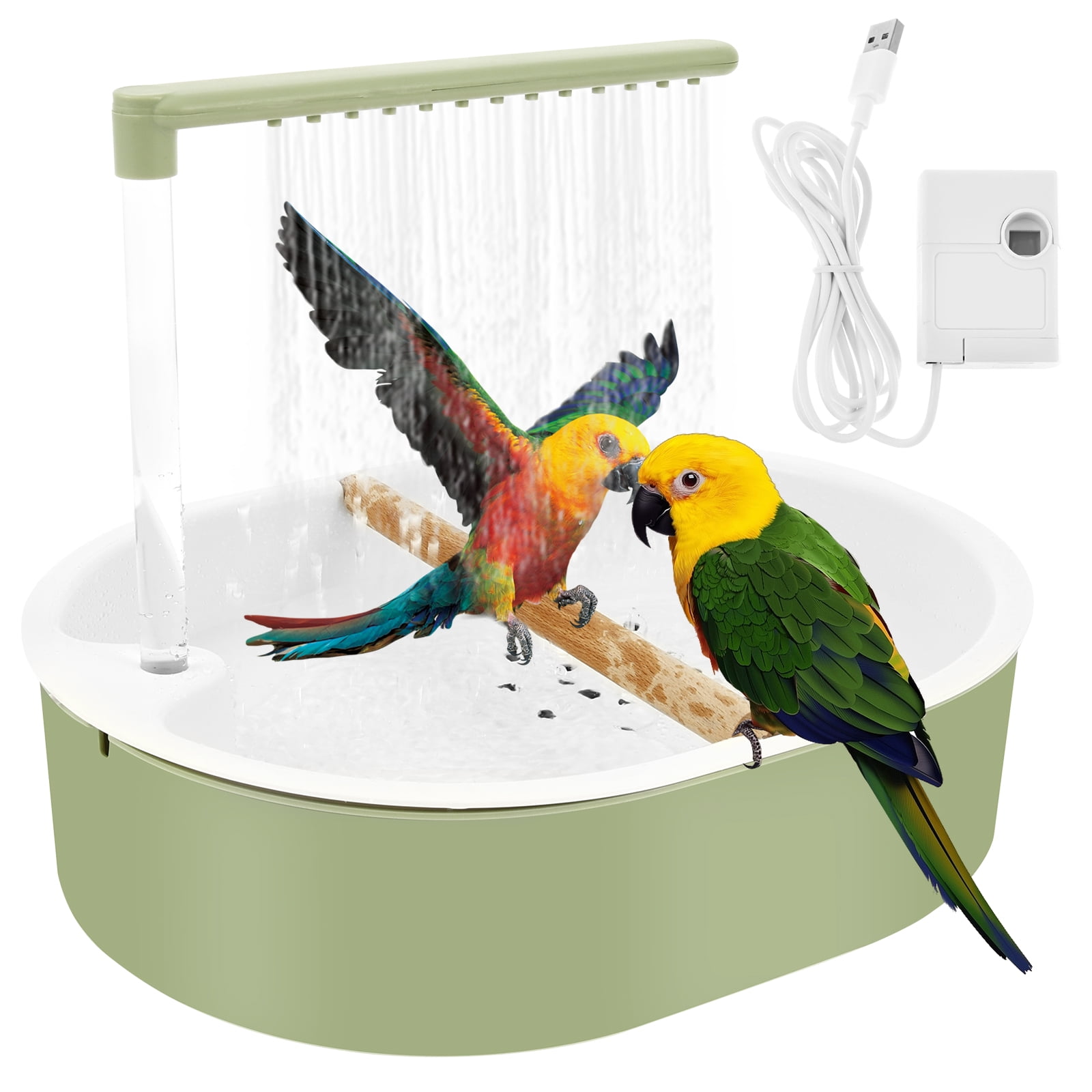 Bird Shower Bath Generous Capacity USB Electric Circulating Water Bird Bathtub Automatic Parakeet Bird Bath with Pump for Lovebird Cockatiel Finches Cockatoo Conure
