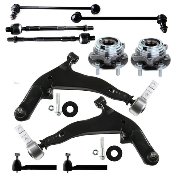 ECCPP 10pcs Lower Control Arm And Ball Joint Wheel Hub Inner Tie Rod End Outer Tie Rod End Sway Bar End Link fit for 2005-2007 For Nissan Murano