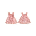 thumbnail image 2 of AceBaby Kid Baby Girl Tulle Dress Bow Print Flying Sleeve Suspender A-Line Dress for Spring Summer, 2 of 8