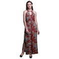 thumbnail image 1 of Bimba Floral Ladies Crew Neck Waist String Print Maxi Dress with Side Slits Summer Wear-Small, 1 of 6