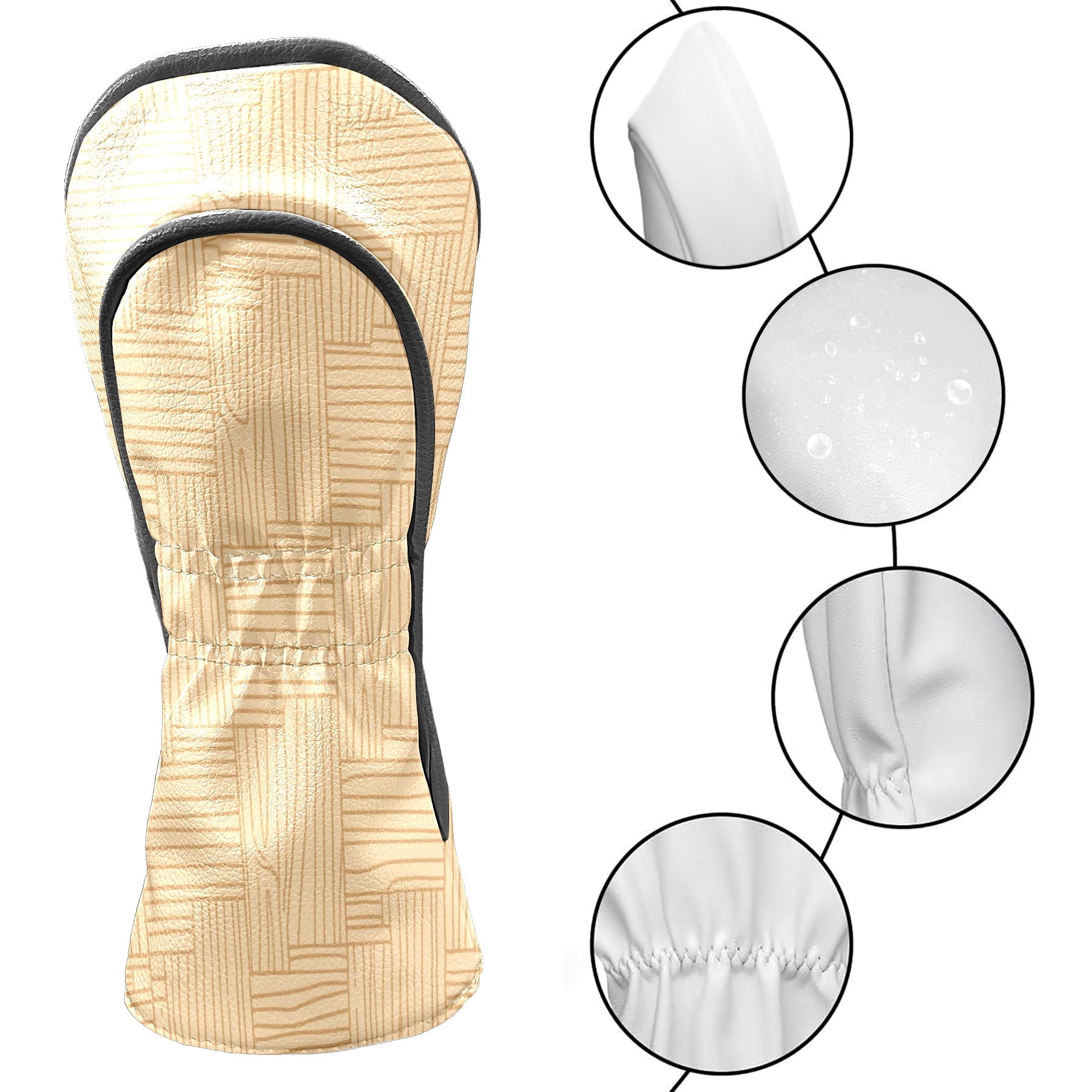 Golf Club Head Cover Waterproof Leather Golf Accessories HeadCovers Set Driver Headcover for Women Men Wood Weave Pattern