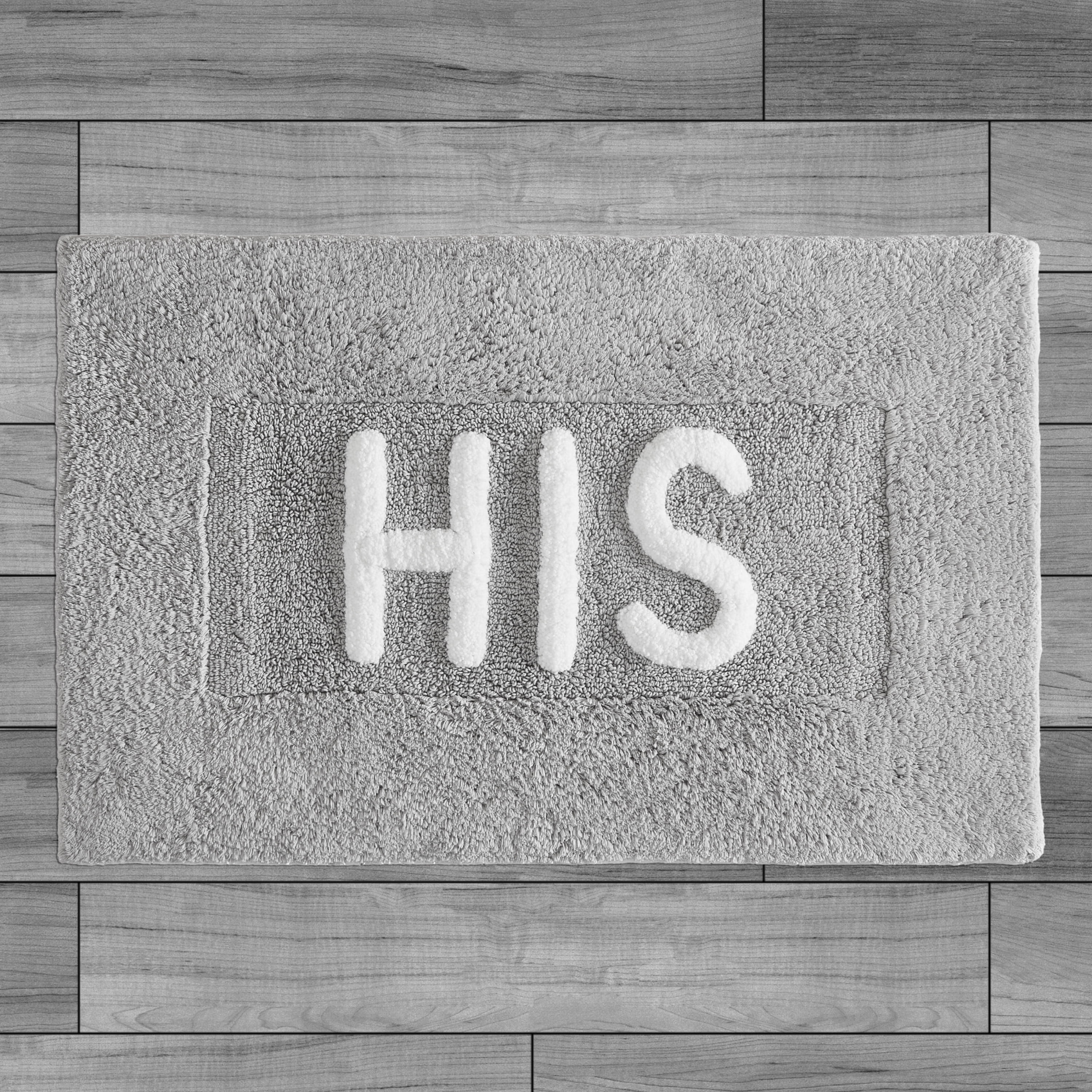 Jean Pierre "His" 21"x34" Cotton Bath Rug, Gray