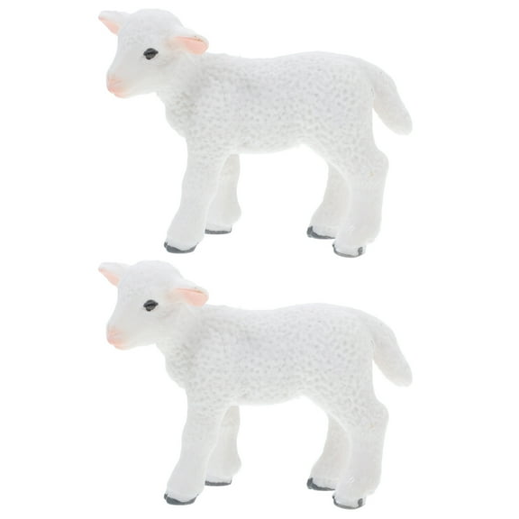 TABLZONE 2Pcs White Lamb Figurine Decorative Artware Plastic Handicrafts for Home and Garden