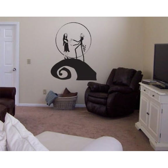 Nightmare Before Christmas Jack and Sally Vinyl Wall Decal Decor - Black$$Tools