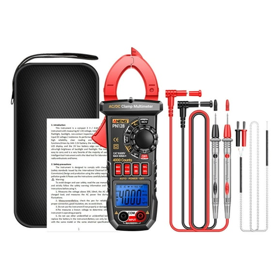 Digital Clamp Meter Electrical Multimeter Bklight Screen Meansures Ncv DC Current Electrician Tools Smart Tester for Cars Fuses Red