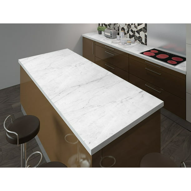 Instant Granite Countertop Vinyl Laminate | Peel & Stick | Durable Paper Roll Resists Heat, Water | Kitchen & Bath | 36” x 144” (3' x 12') | Marble Design | Italian White - Walmart.com