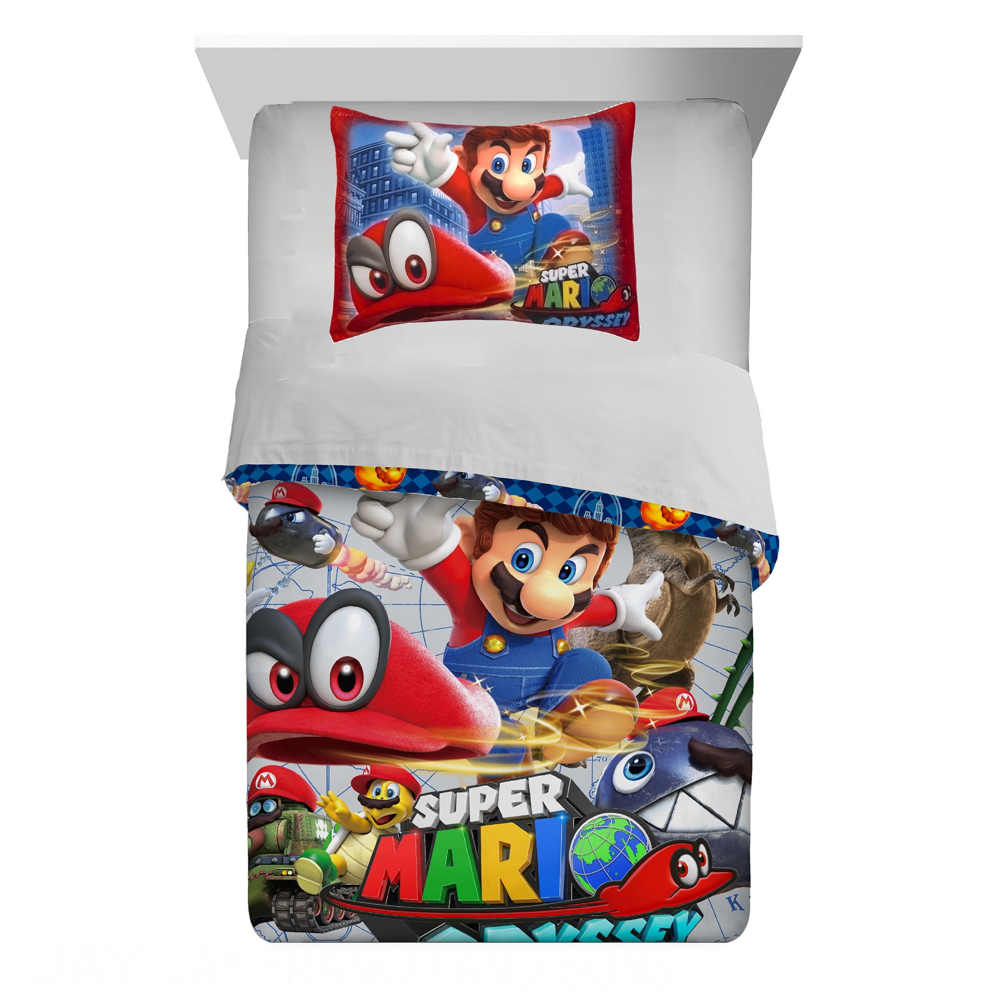 Details about   Super Mario Odyssey Kids Microfiber Bedding Reversible Comforter with Sham T/F 
