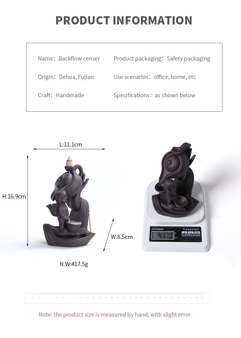 Buddha Hand Series Backflow Incense Burner Indoor Smoke Waterfall Incense Holder Creative Ceramic Incense Burner (Boy)