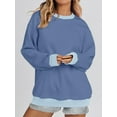thumbnail image 4 of Women Cute Sweatshirts Contrast Color Loose Casual Pullovers Fall Long Sleeve Tops Autumn Streetwear, 4 of 9