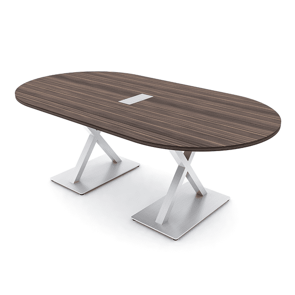 7X4 Racetrack Shaped Conference Table Power And Data X Shaped Bases