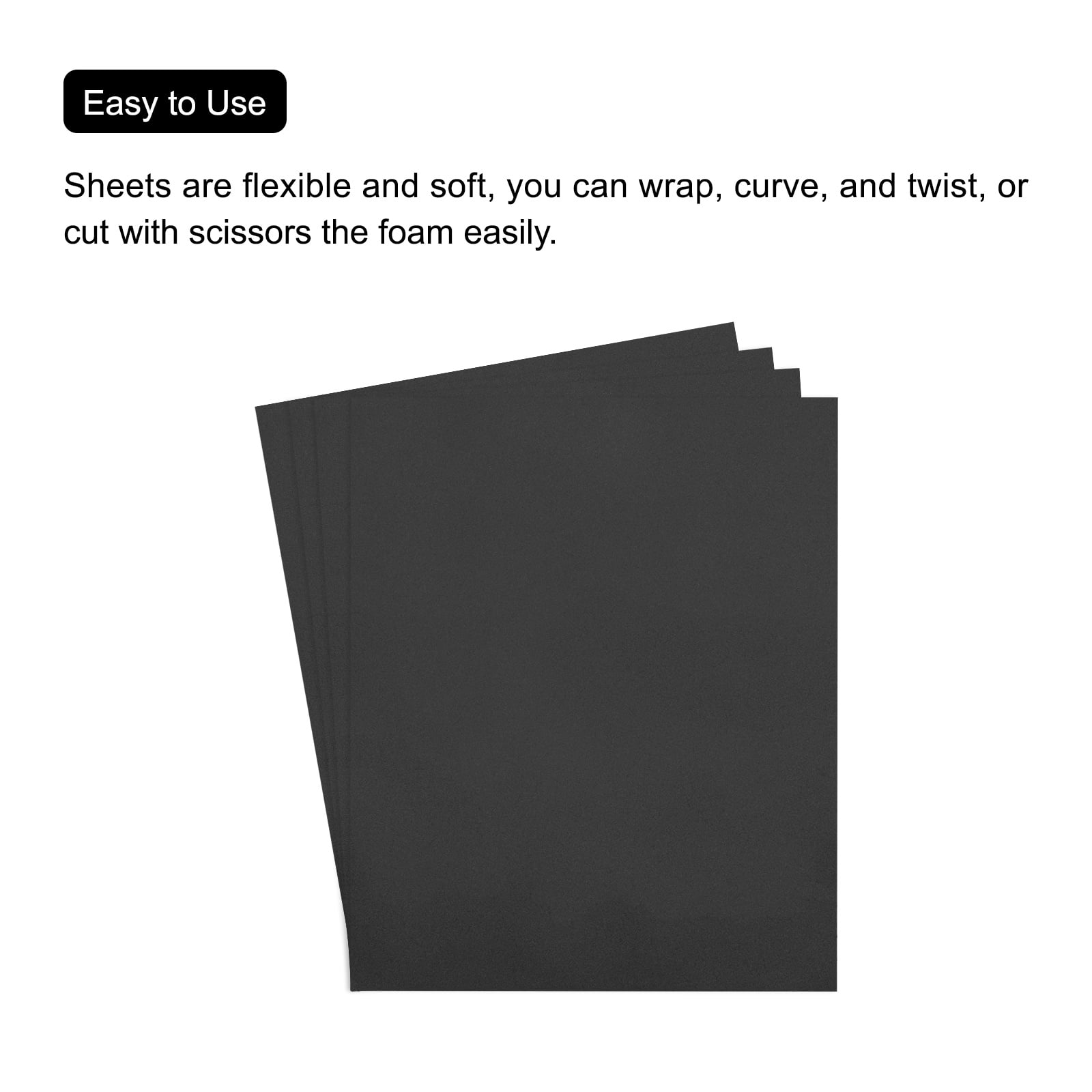 Uxcell EVA Foam Sheets Black 19.7 Inch x 19.7 Inch 2mm Thick Crafts Foam Sheets for Costumes, Arts and Crafts Projects Pack of 5