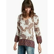 Lucky Brand Women's Paisley Print Blouse Top, Natural Multi, X-Small