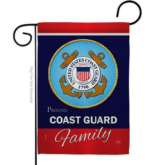 Breeze Decor G158413-BO 13 x 18.5 in. Coast Guard Proudly Family Garden Flag with Armed Forces Double-Sided Decorative Vertical Flags House Decoration Banner Yard Gift