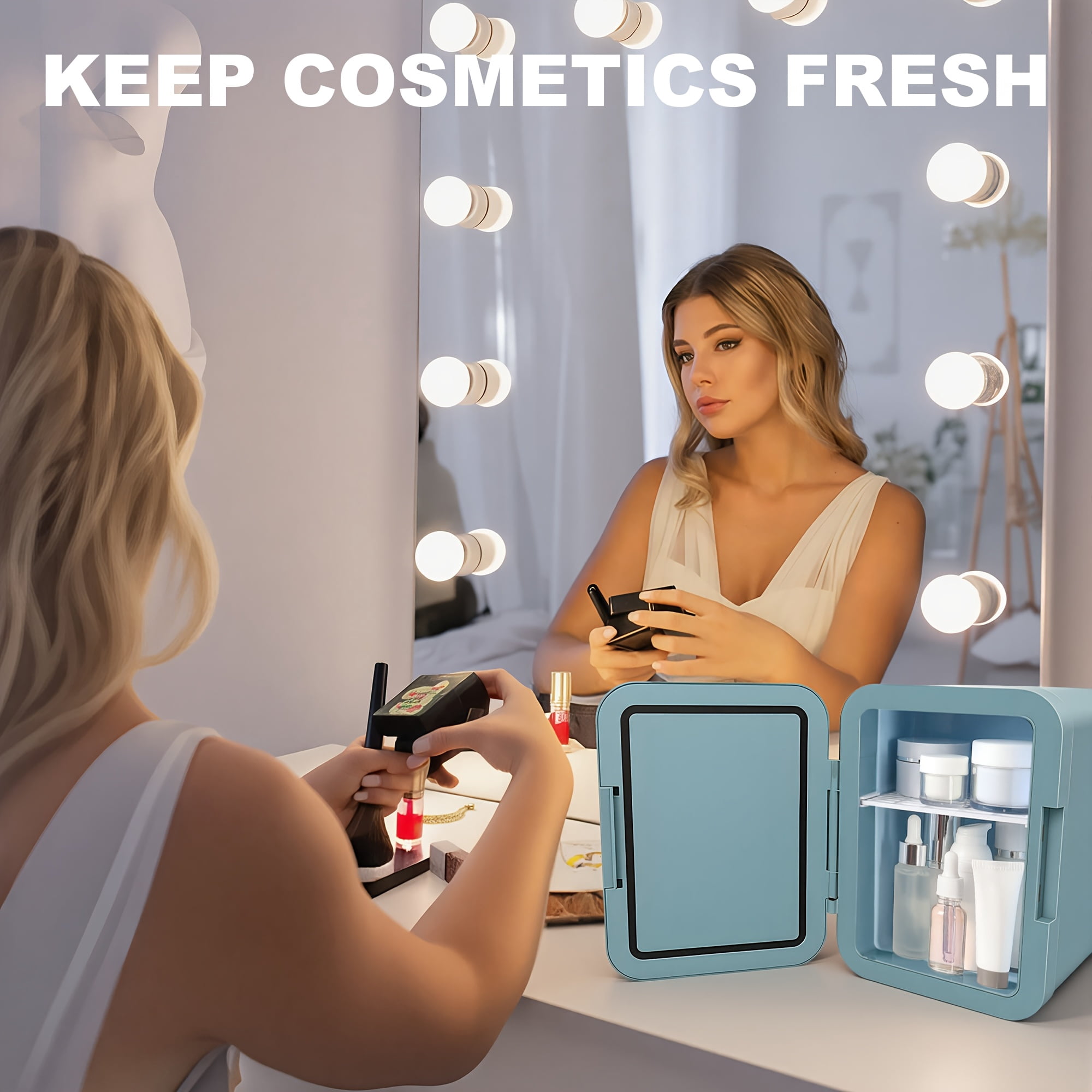 Mini Refrigerator Portable Thermoelectric 4-liter Cooler and Heater, Suitable for Skin Care and Beauty. Refrigerator for Home/personal, Room/office/car, Christmas Gift, Gift