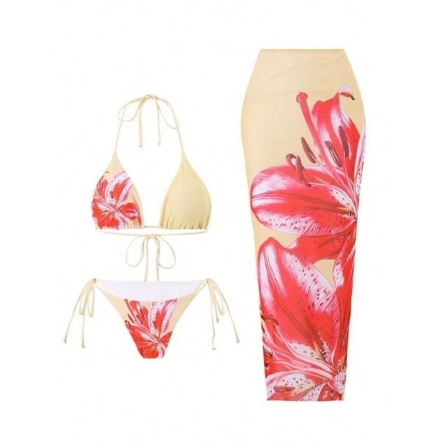 Trajes de baño para mujer, conjunto de traje de baño estampado de dos piezas a la moda para mujer, trajes de baño para mujer, trajes de baño para mujer, trajes de baño de moda de playa para mujer