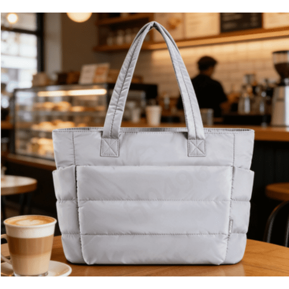 Tote Bag for Women, Lightweight Puffy Tote Bag with Compartments Shoulder Bag Handbag for Travel, Work, Gym | Lightweight, Puffy, Quilted, for Travel, Work