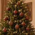 thumbnail image 2 of Vintage Christmas Ball Ornaments Set of 12, 8 cm Painted Embossed Baubles, Shaped Xmas Hanging Decorations for Tree and Wreath - Red Painted, 2 of 6