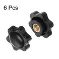 thumbnail image 3 of 6 Pieces Star Knobs M6 Thread 25mm 6-Point Head Brass Insert Non-Through Hole Threaded Hand Knob Black, 3 of 6