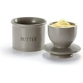 thumbnail image 3 of Butter Keeper Dish, French Ceramic Crock For Counter With Lid, Embossed Container, For Soft Butter, Home and Kitchen Decor, (Matte Speckled Grey), 3 of 7