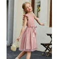 thumbnail image 3 of Oudiya Girls Spring One Shoulder Dresses Ruffle Sleeveless Formal Birthday Party Tulle Belted Dress for Kids 4-12Y, 3 of 6