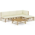thumbnail image 1 of vidaXL 5 Piece Garden Lounge Set with Cream White Cushions Bamboo, 1 of 5