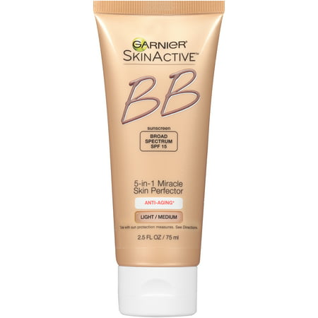 Garnier SkinActive 5-in-1 Miracle Skin Perfector BB Cream Light/Medium for Anti-Aging with SPF 15 2.5 fl. oz. (Best Matte Bb Cream For Oily Skin)